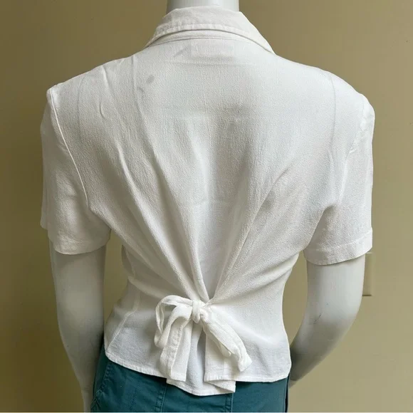 Vintage White Short Sleeve Blouse - Picture 3 of 6